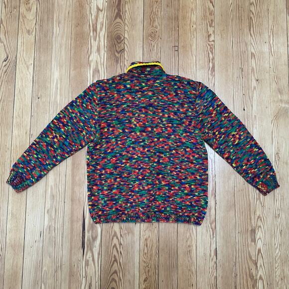 80s Space Dye Knit Cardigan Sweater - Women's Medium - Picture 2 of 5